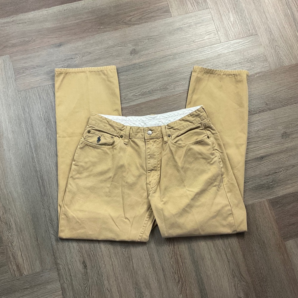 Vintage‎ Polo Ralph Lauren Cotton Straight Leg Chino Pants Mens 34x29 Khaki Tan